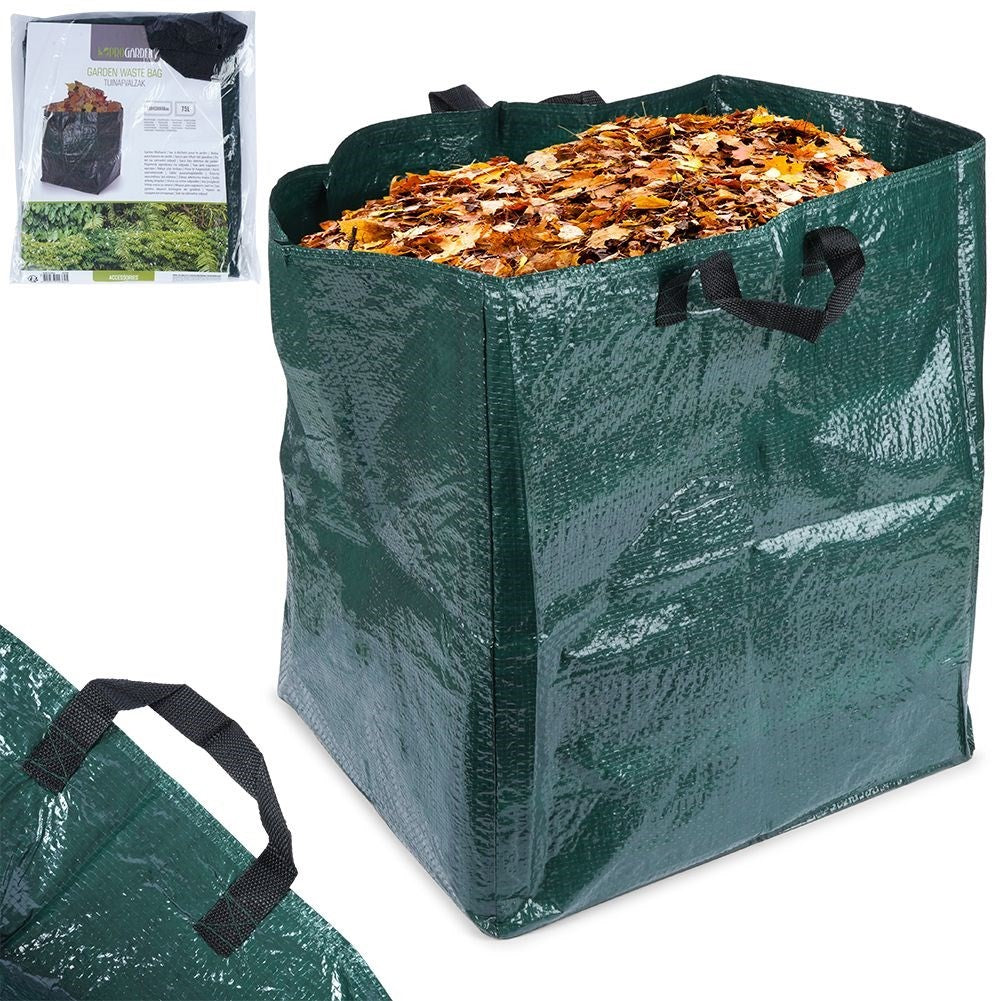 Garden bag for leaves and grass with comfortable handles