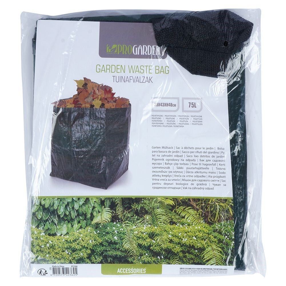Garden bag for leaves and grass with comfortable handles