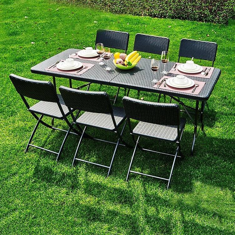 Garden banquet catering table folding 180cm rattan