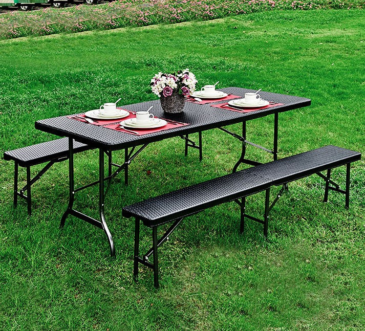 Garden banquet catering table folding 180cm rattan