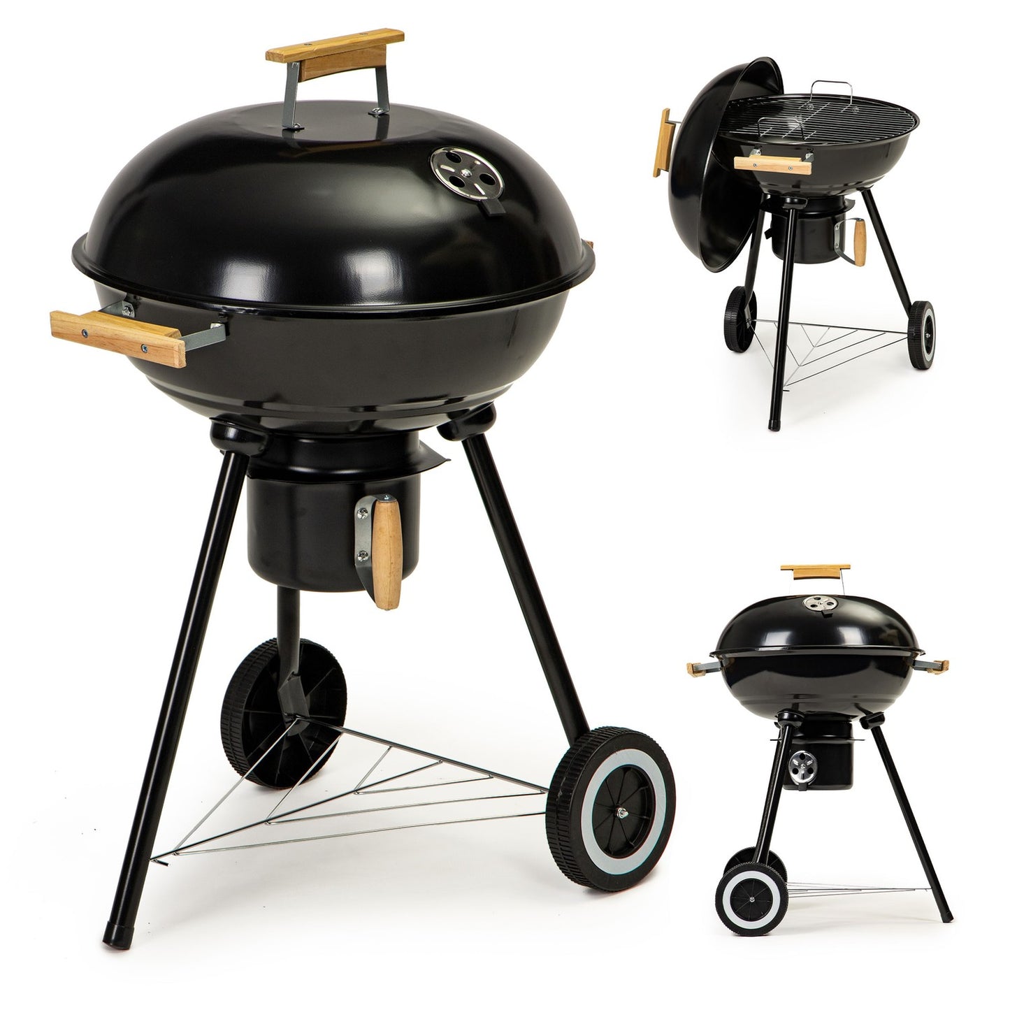 Garden barbecue grill with cover on wheels