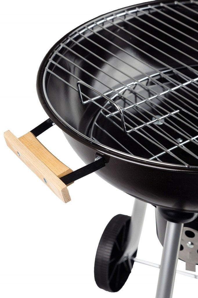 Garden barbecue grill with cover on wheels