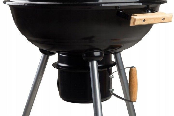 Garden barbecue grill with cover on wheels