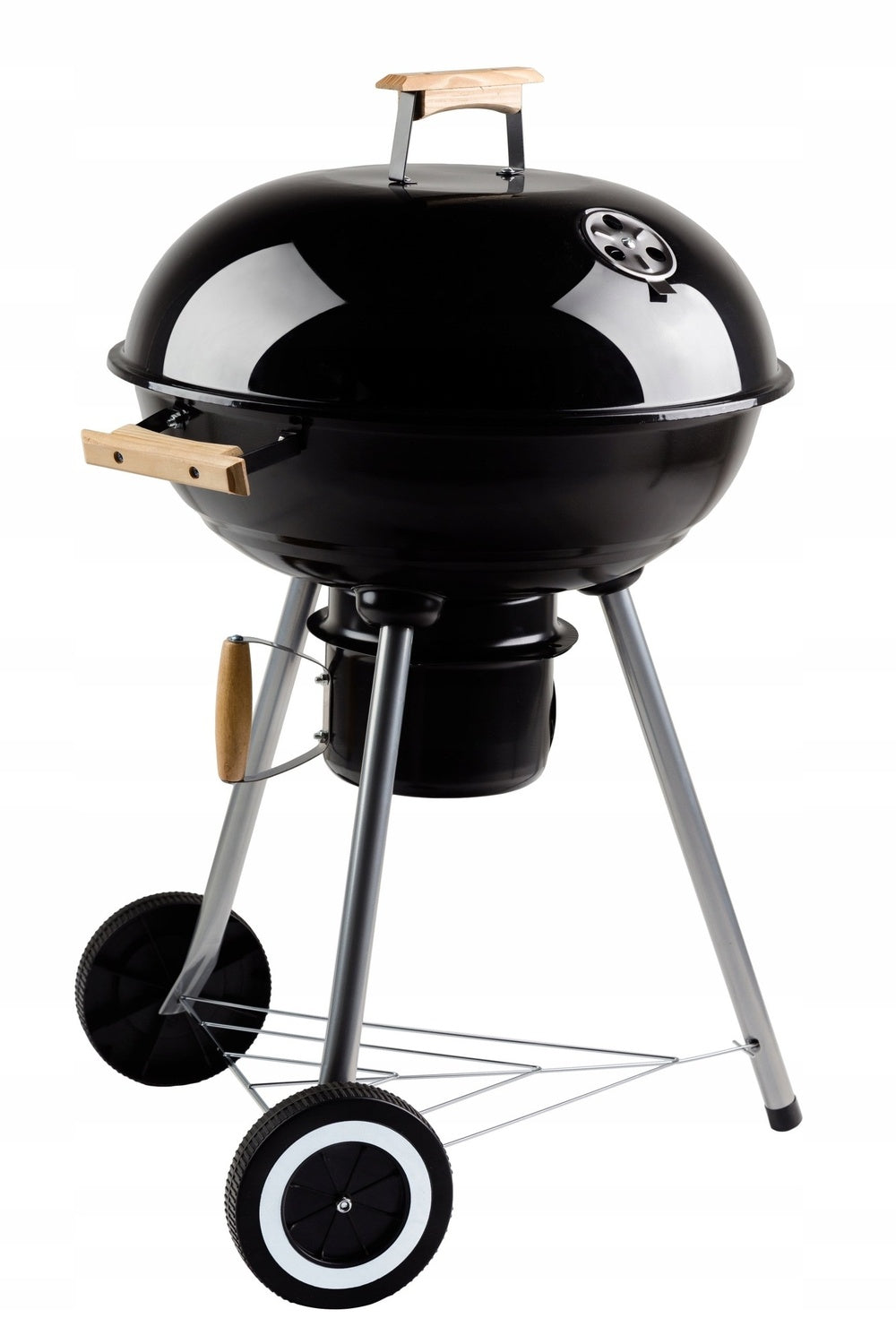 Garden barbecue grill with cover on wheels