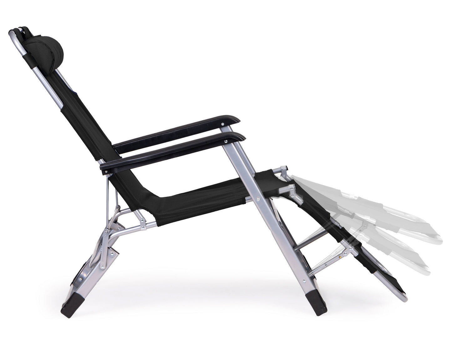 Garden beach chair lounger, foldable 2-in-1, black, MultiGarden
