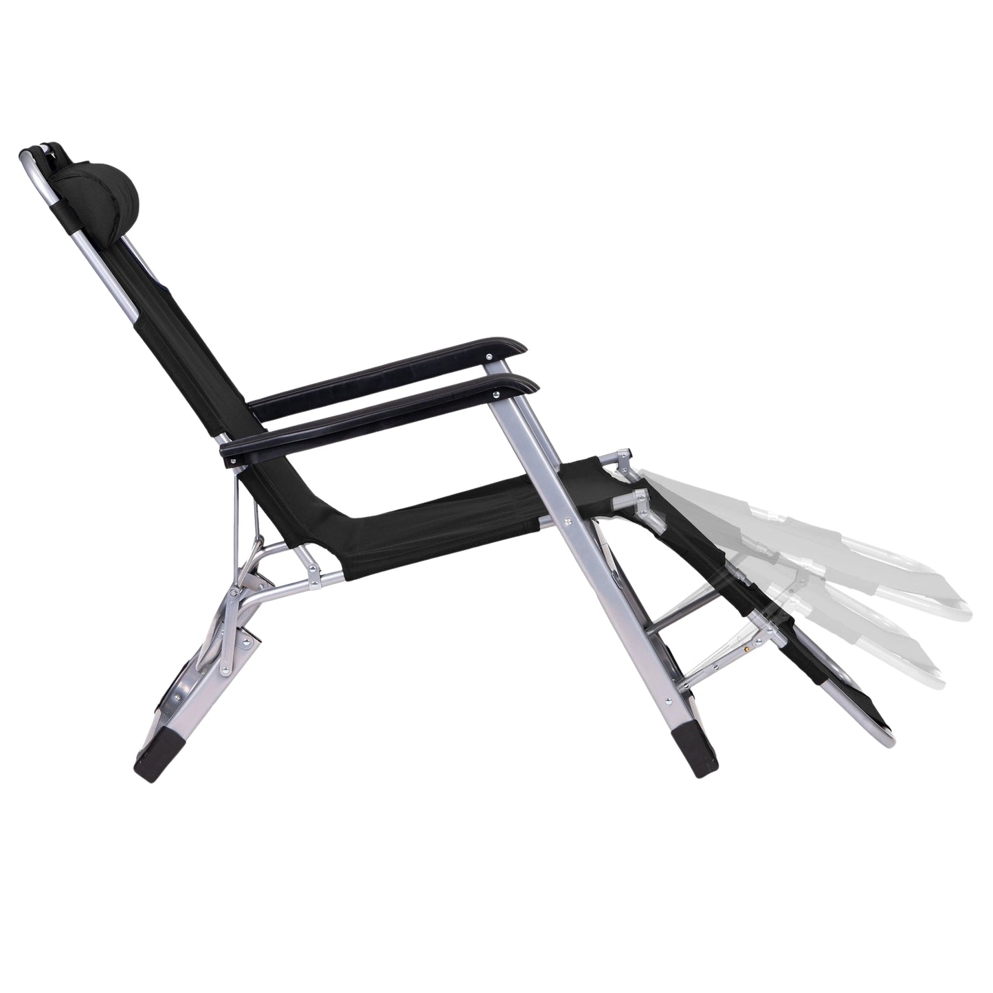 Garden beach chair lounger, foldable 2-in-1, black, MultiGarden