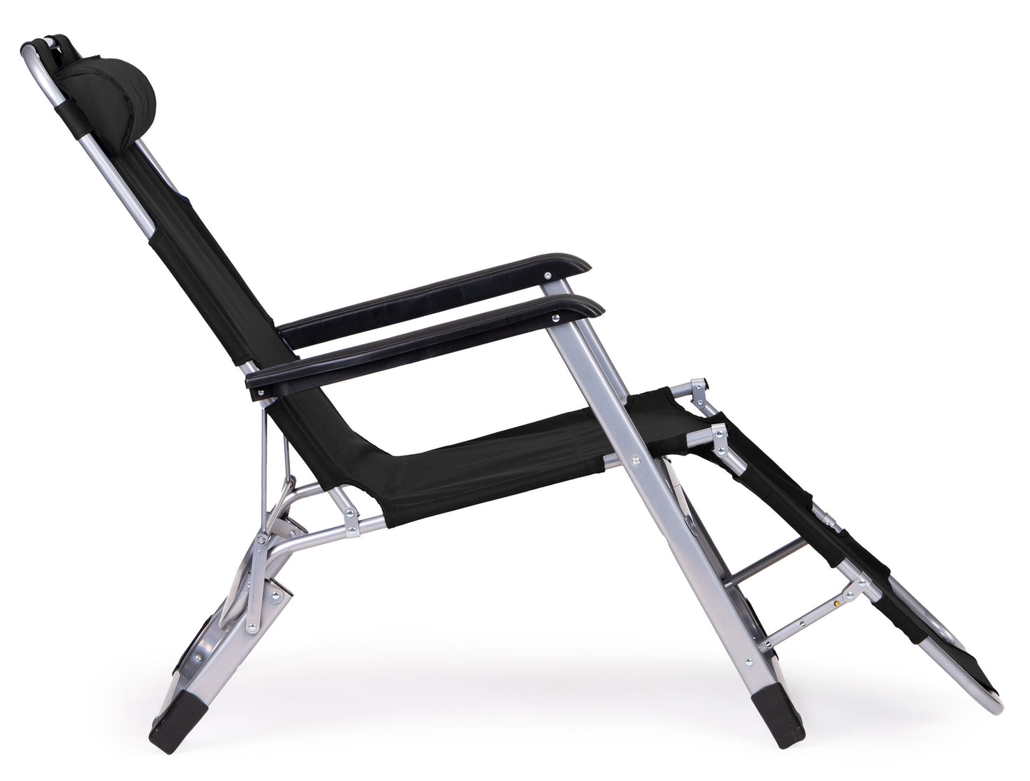 Garden beach chair lounger, foldable 2-in-1, black, MultiGarden