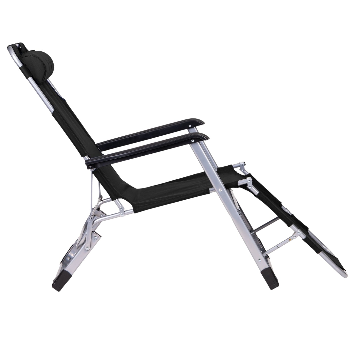 Garden beach chair lounger, foldable 2-in-1, black, MultiGarden