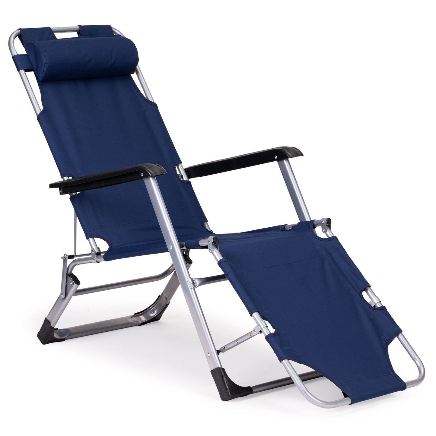 Garden beach chair lounger, foldable 2-in-1, blue, MultiGarden