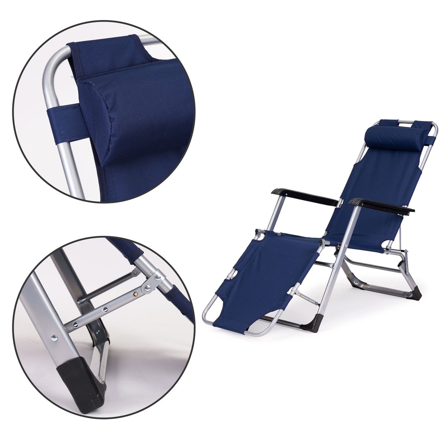 Garden beach chair lounger, foldable 2-in-1, blue, MultiGarden