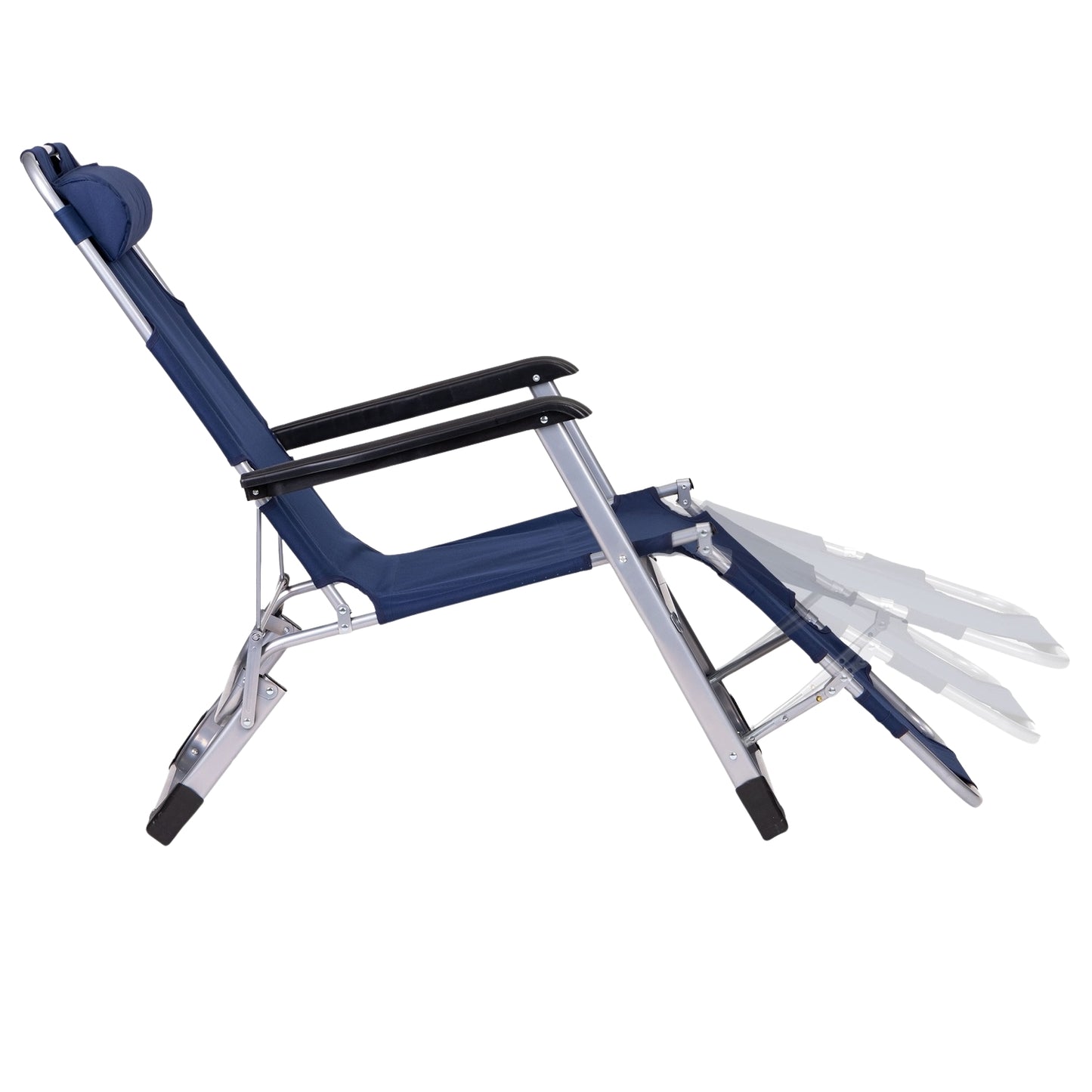 Garden beach chair lounger, foldable 2-in-1, blue, MultiGarden