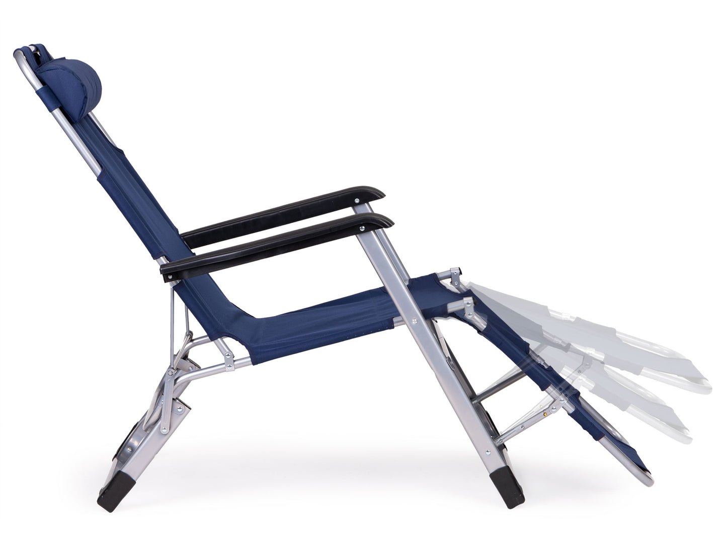 Garden beach chair lounger, foldable 2-in-1, blue, MultiGarden