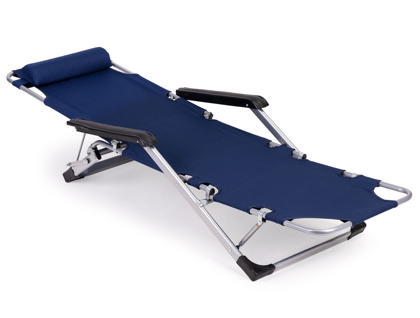 Garden beach chair lounger, foldable 2-in-1, blue, MultiGarden
