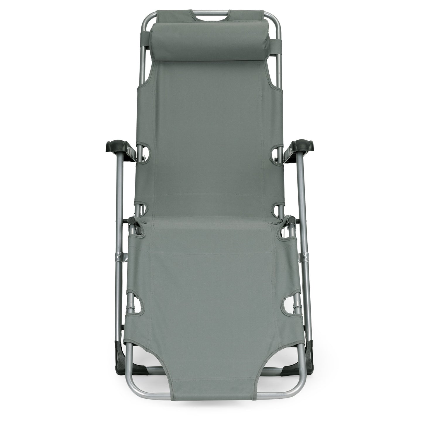 Garden beach chair lounger, foldable 2-in-1, gray, MultiGarden
