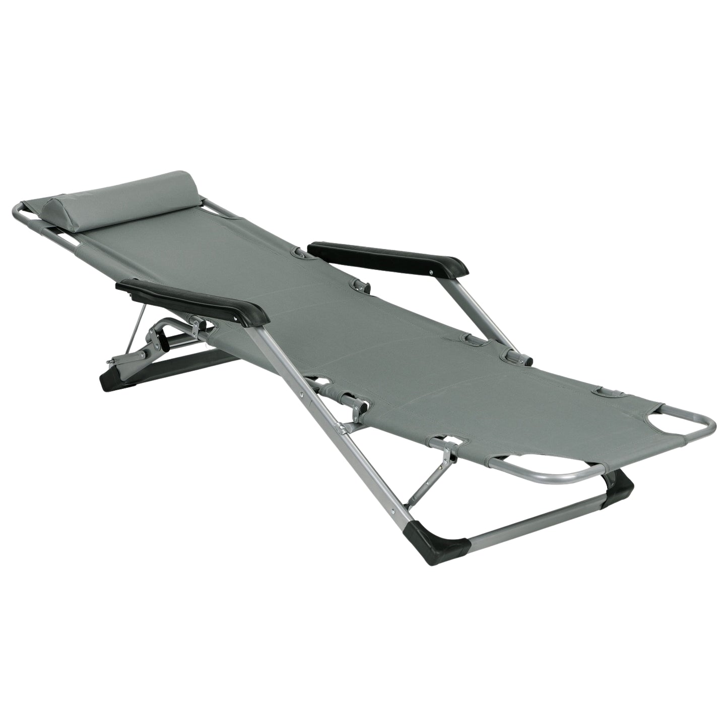 Garden beach chair lounger, foldable 2-in-1, gray, MultiGarden
