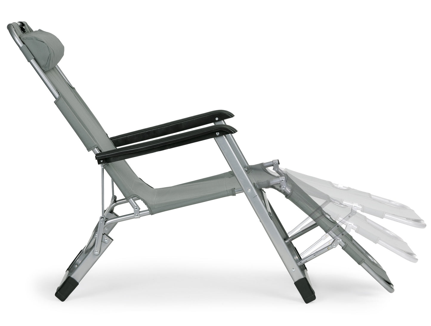 Garden beach chair lounger, foldable 2-in-1, gray, MultiGarden
