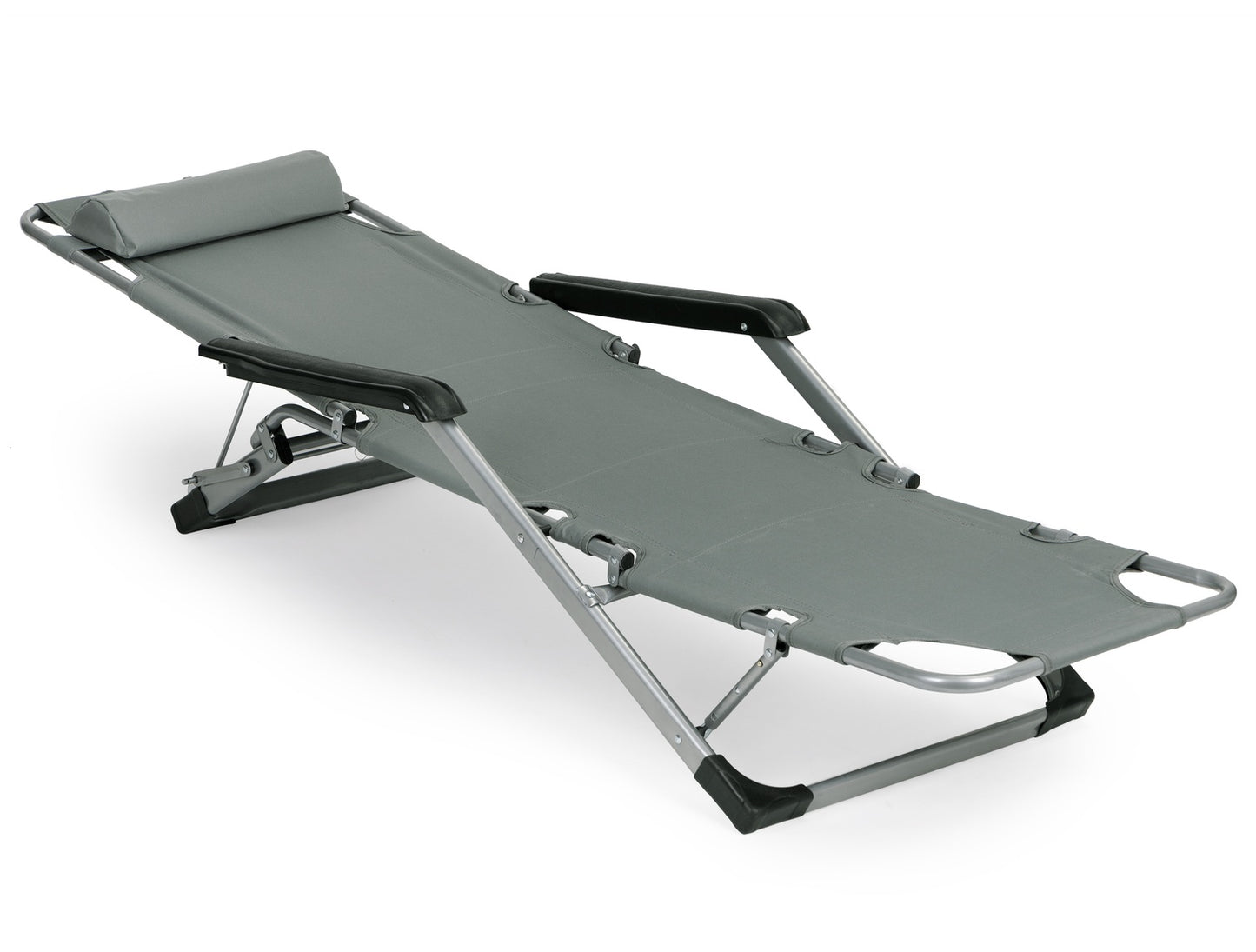 Garden beach chair lounger, foldable 2-in-1, gray, MultiGarden