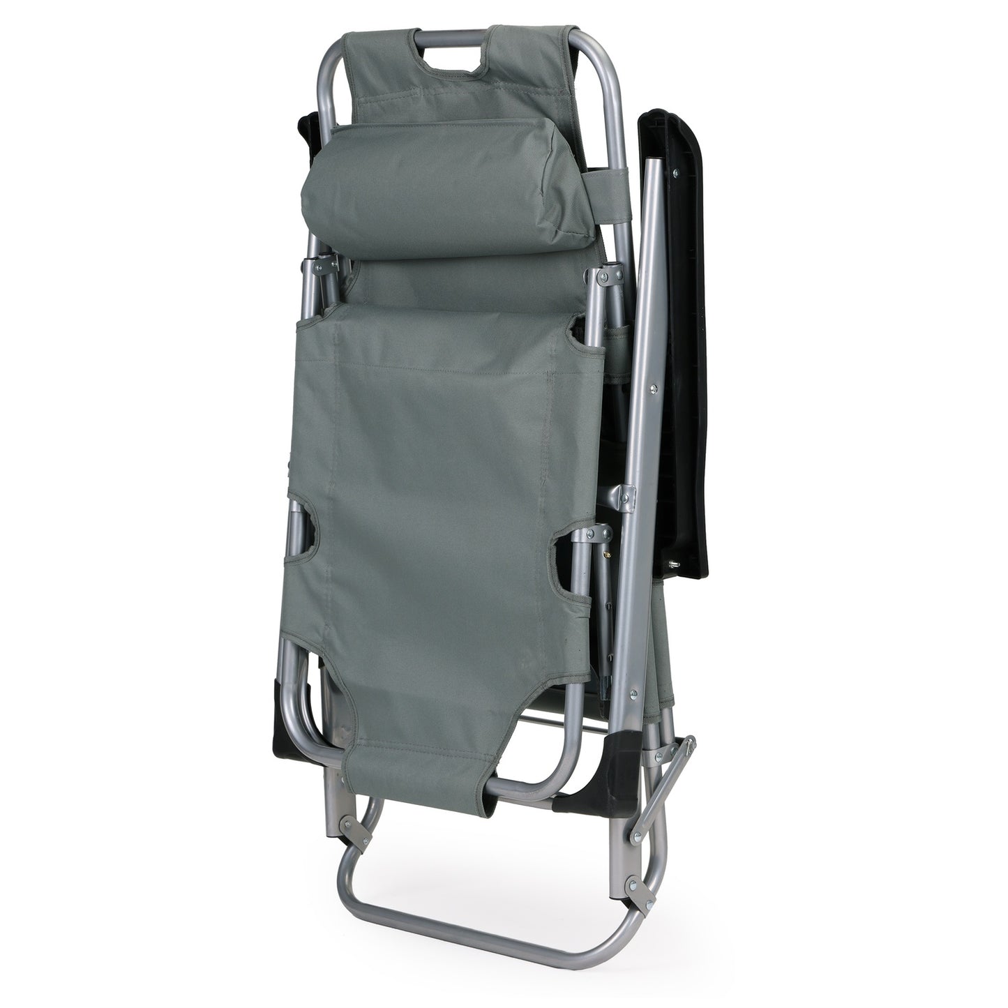 Garden beach chair lounger, foldable 2-in-1, gray, MultiGarden