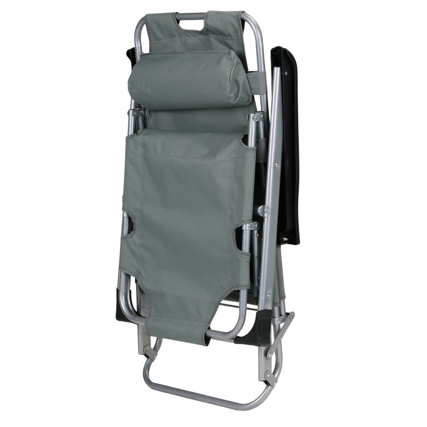 Garden beach chair lounger, foldable 2-in-1, gray, MultiGarden
