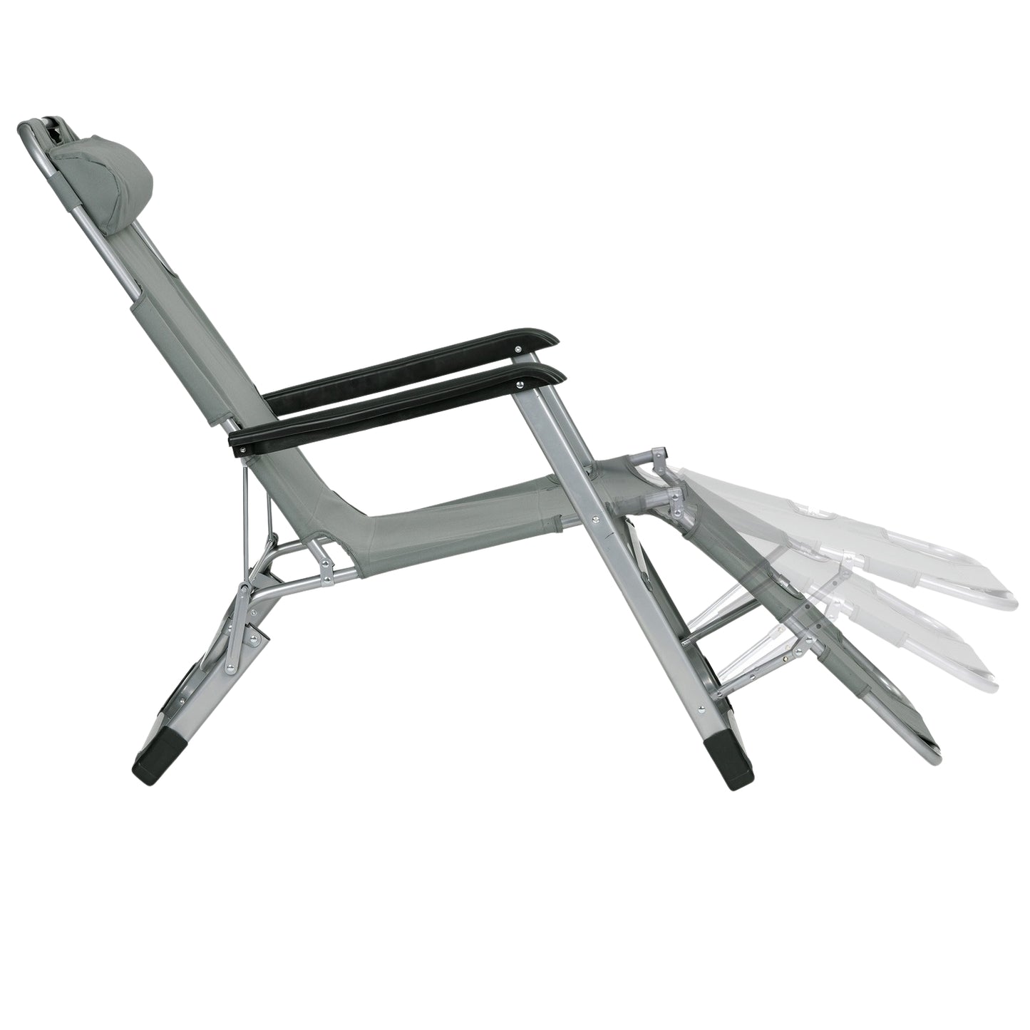 Garden beach chair lounger, foldable 2-in-1, gray, MultiGarden