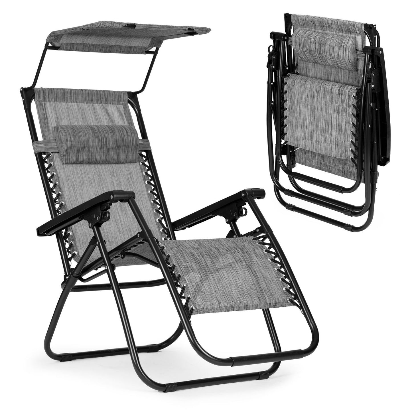 Garden beach lounger, adjustable backrest, movable roof Modernhome - gray