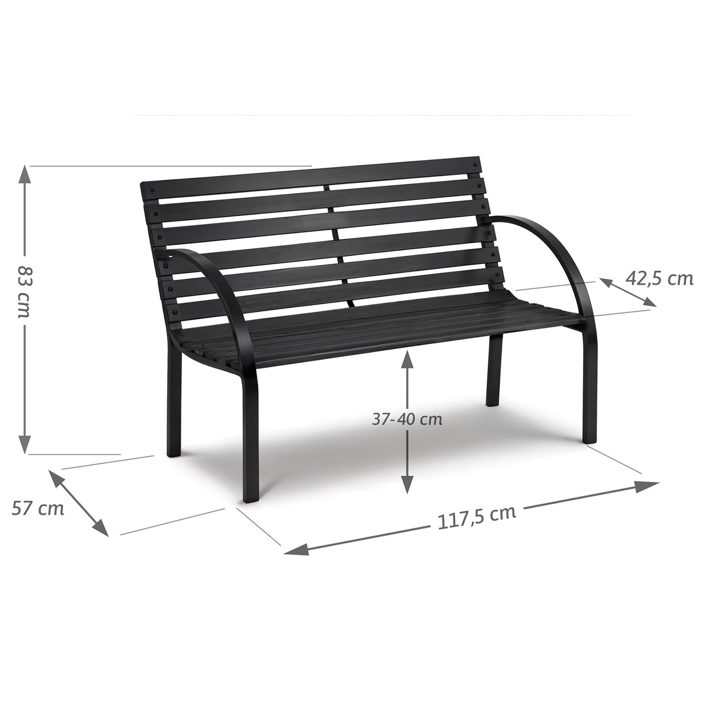 Garden bench with backrest 117.5 x 83 x 57 cm Sofotel Luca