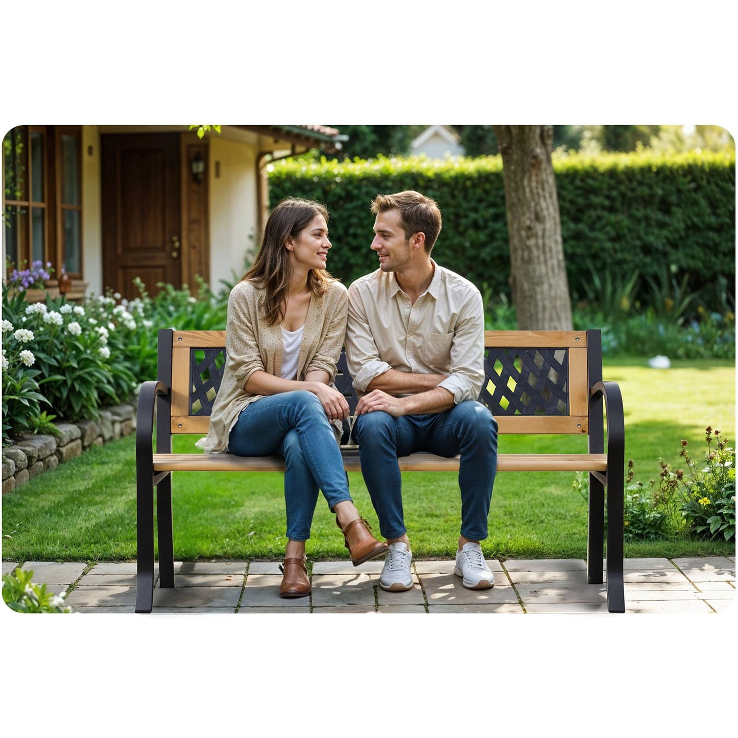 Garden bench with backrest 125 x 77 x 49 cm Sofa Elion