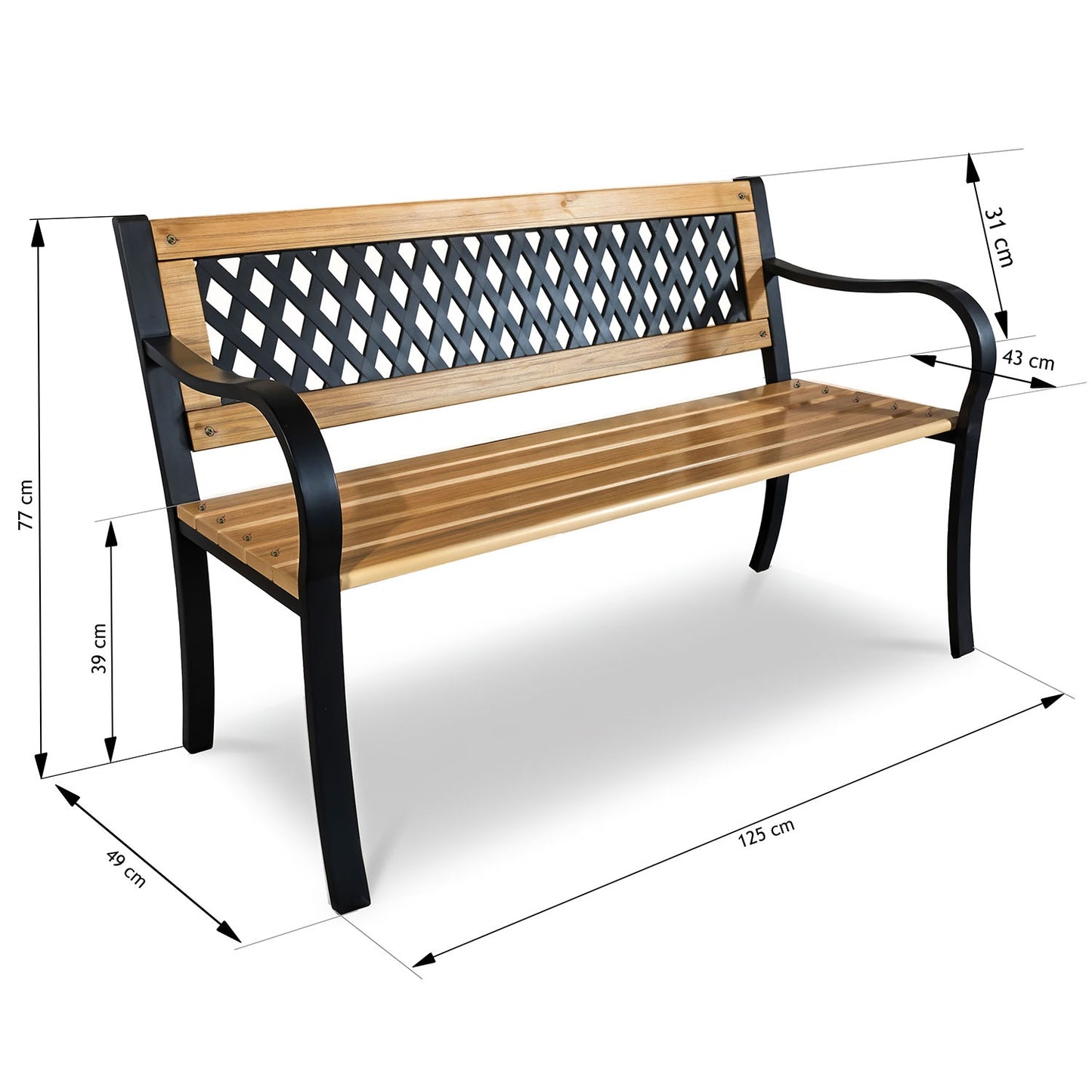 Garden bench with backrest 125 x 77 x 49 cm Sofa Elion