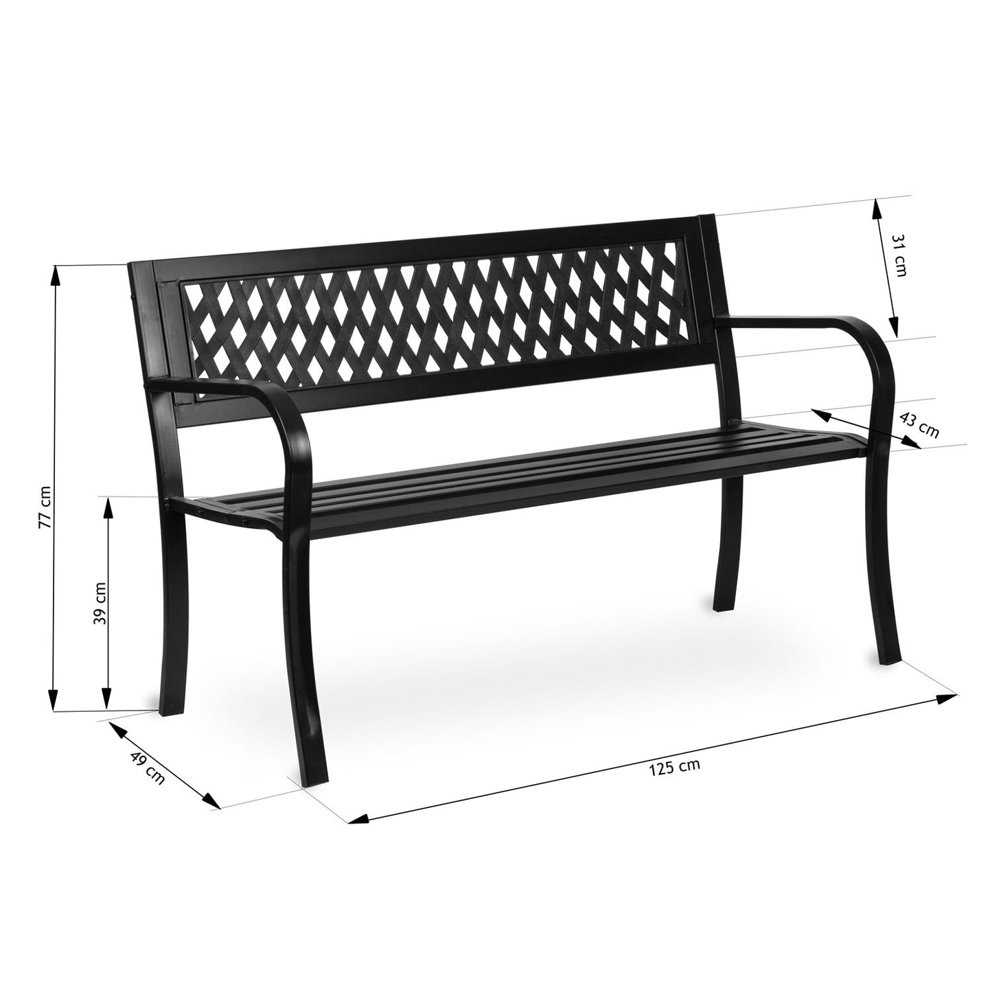 Garden bench with backrest 125 x 77 x 49 cm - Sofotel Clover