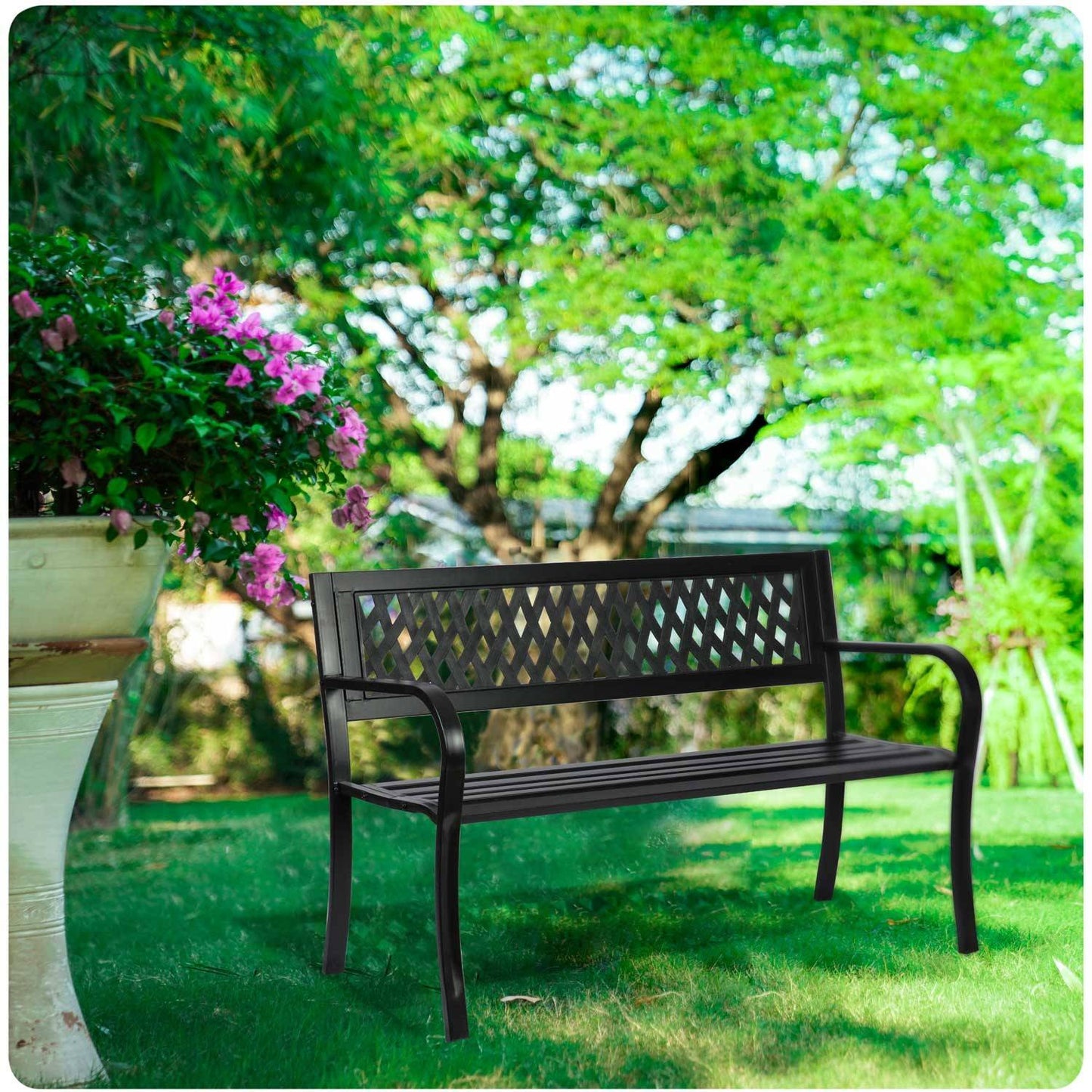 Garden bench with backrest 125 x 77 x 49 cm - Sofotel Clover