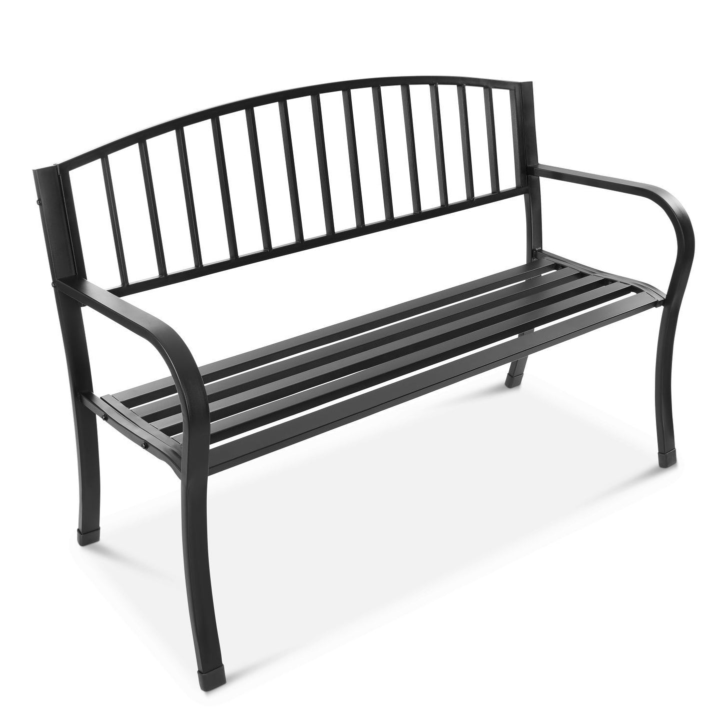 Garden bench with backrest, park bench for terrace and balcony, metal construction