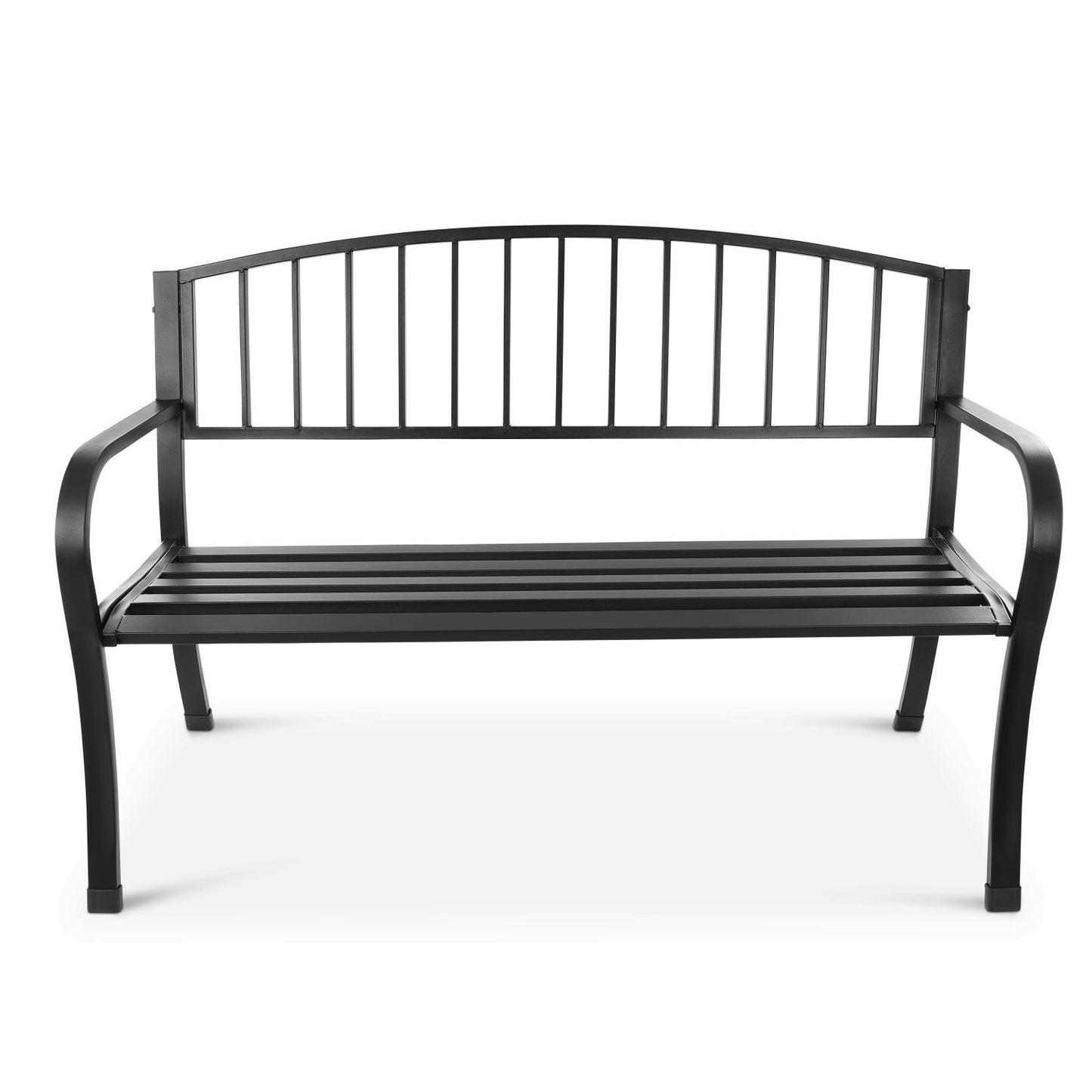 Garden bench with backrest, park bench for terrace and balcony, metal construction