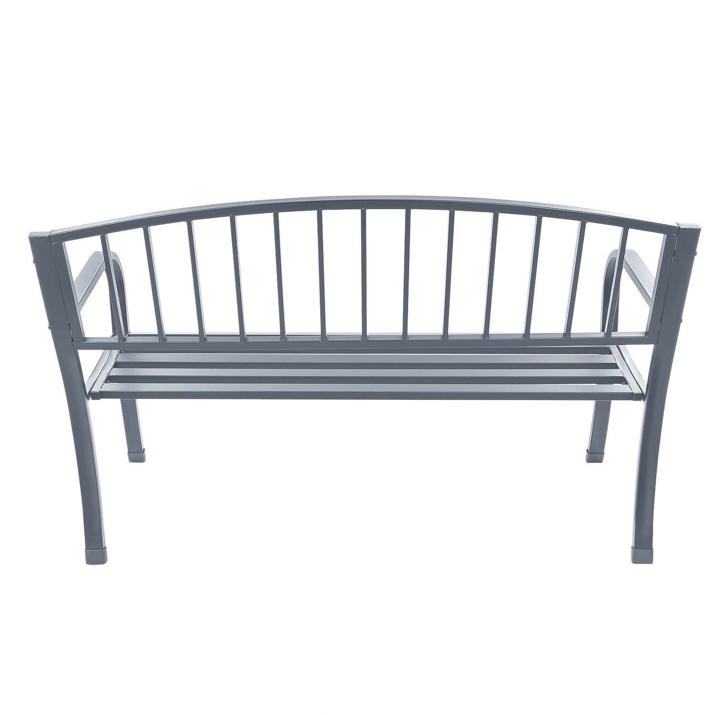 Garden bench with backrest, park bench for terrace and balcony, metal construction, graphite