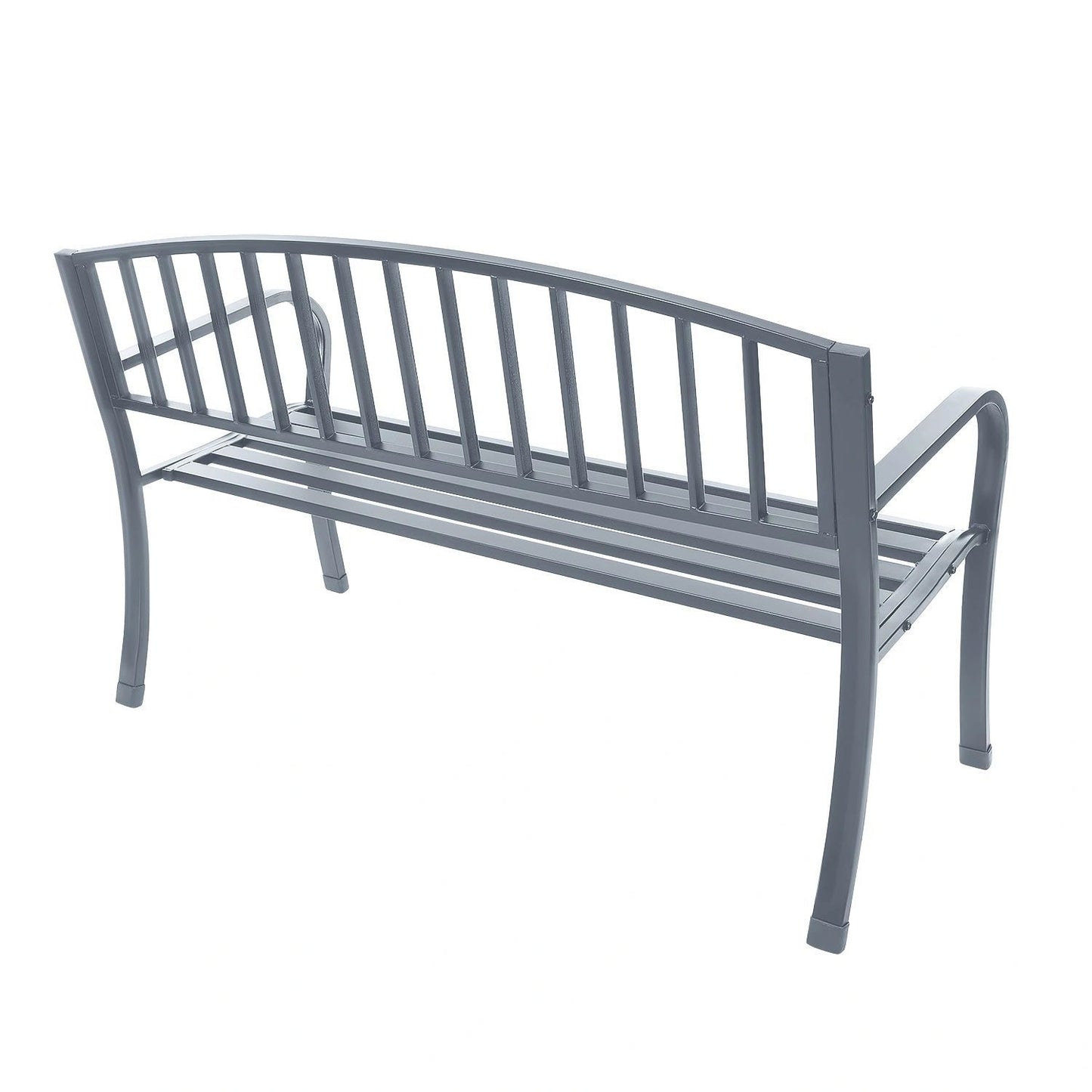 Garden bench with backrest, park bench for terrace and balcony, metal construction, graphite
