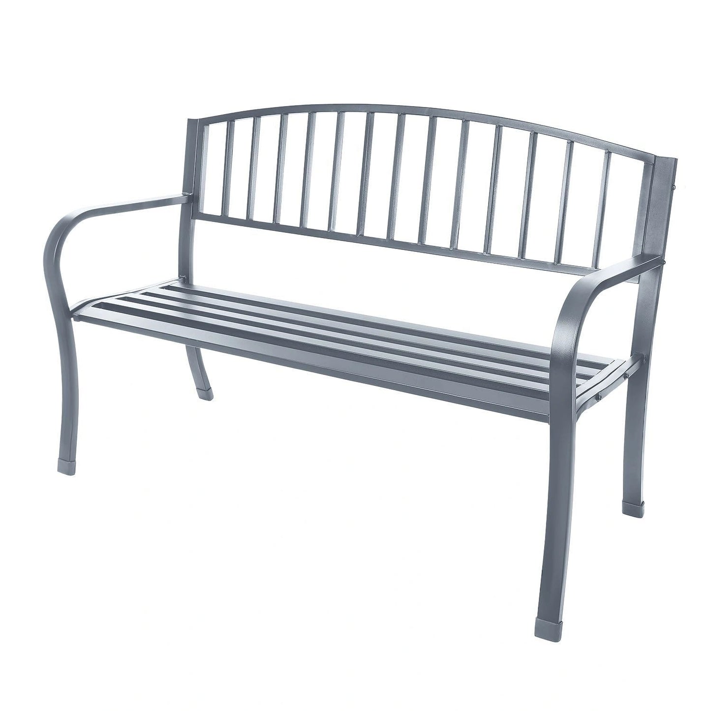 Garden bench with backrest, park bench for terrace and balcony, metal construction, graphite