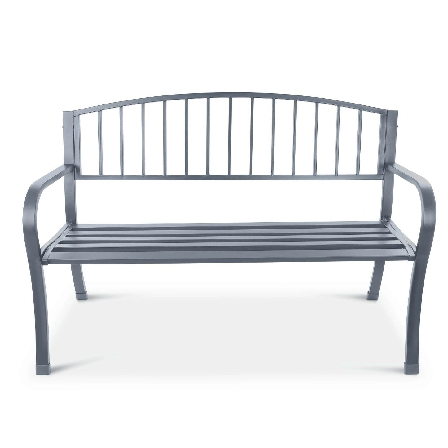 Garden bench with backrest, park bench for terrace and balcony, metal construction, graphite