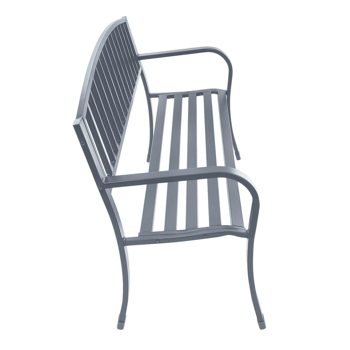 Garden bench with backrest, park bench for terrace and balcony, metal construction, graphite