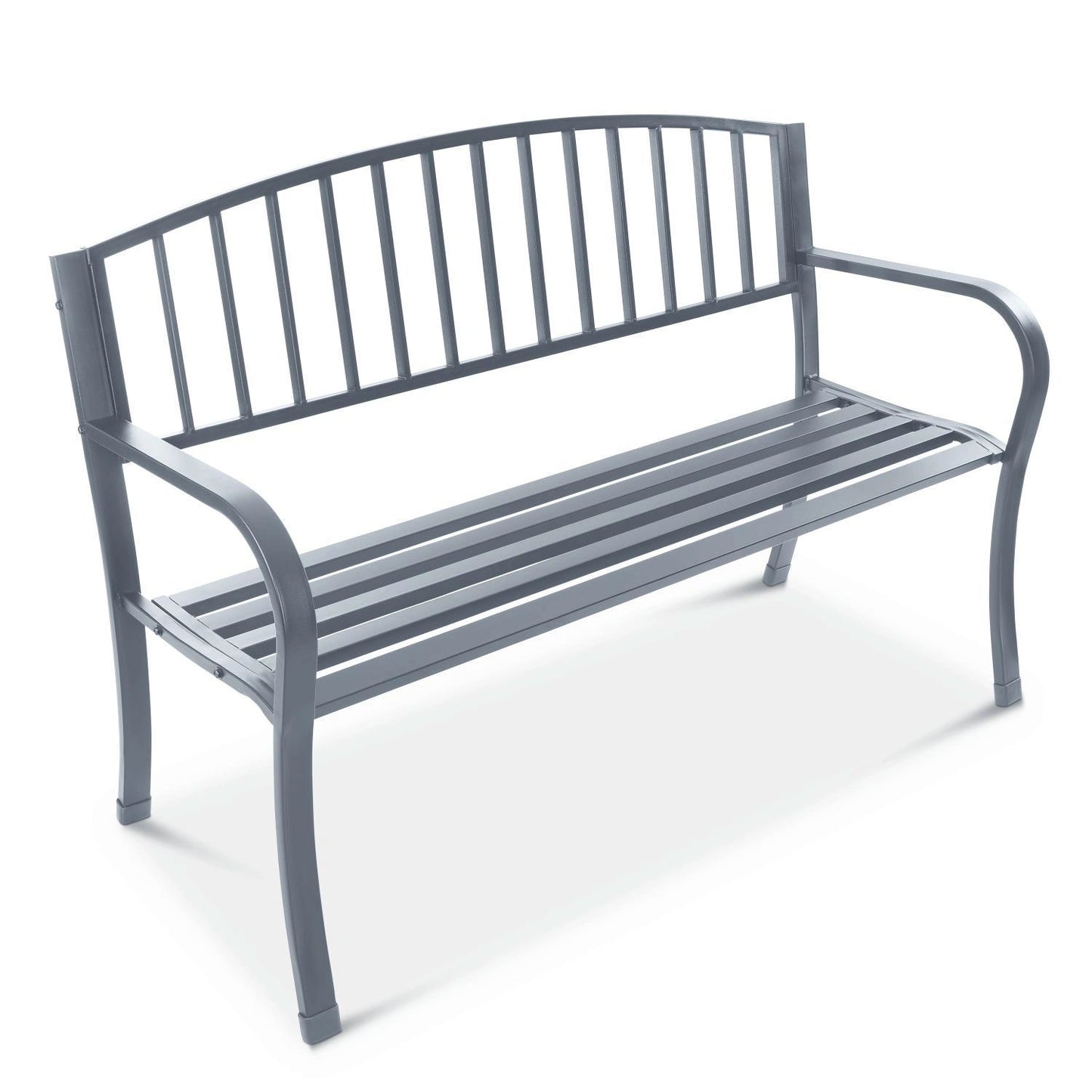 Garden bench with backrest, park bench for terrace and balcony, metal construction, graphite
