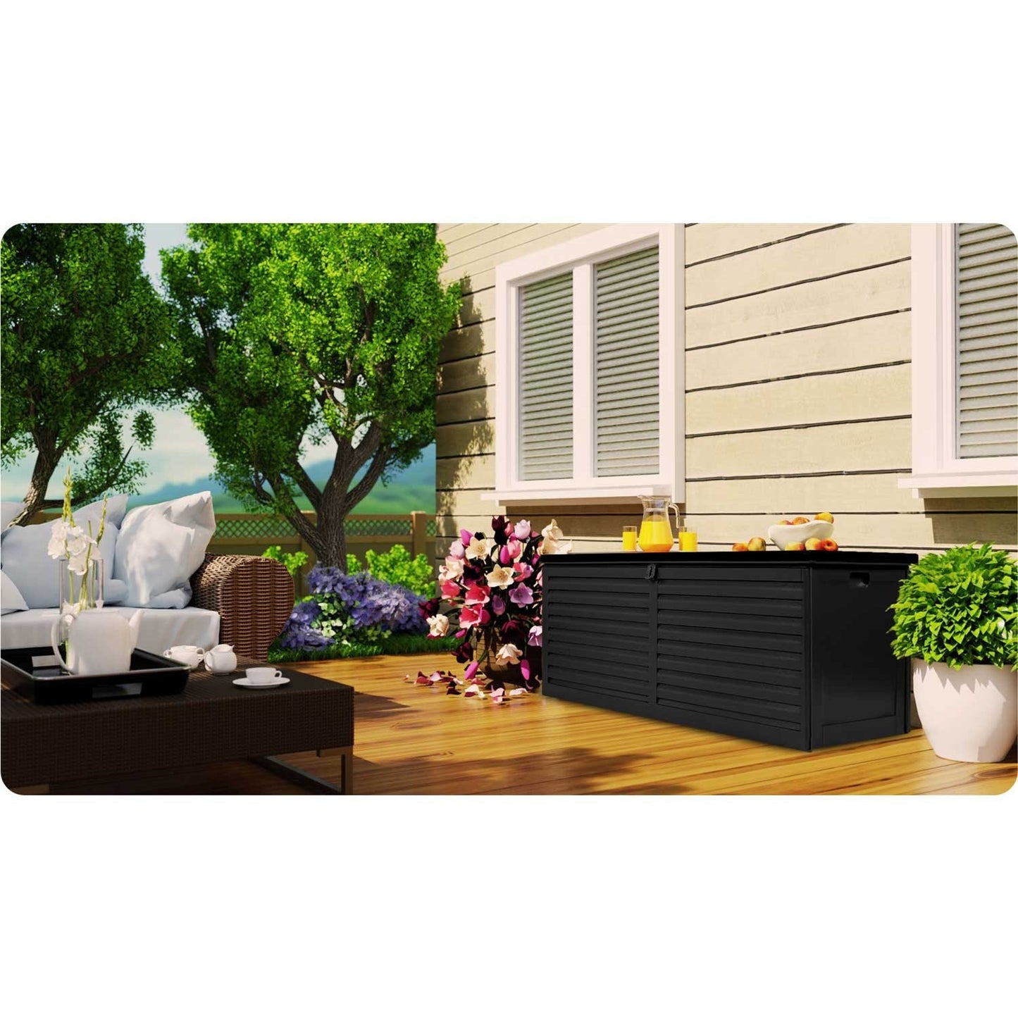 Garden box 143.5 x 57 x 53.5 cm 390 liters black