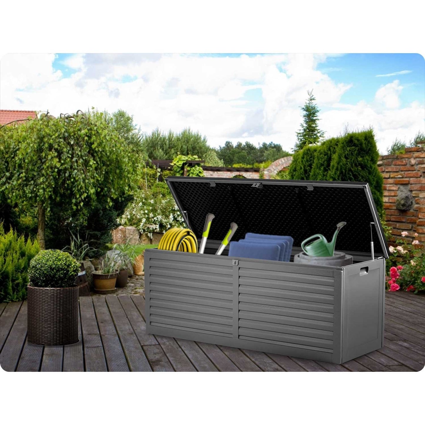 Garden box 143 x 57 x 53.5 cm, 390 litres, black-grey