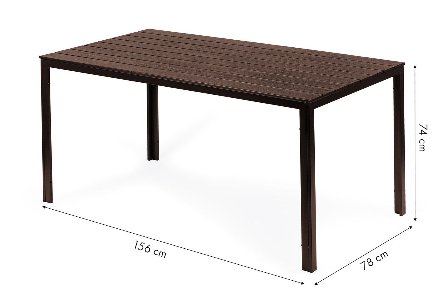 Garden catering table 156 x 78cm Brown
