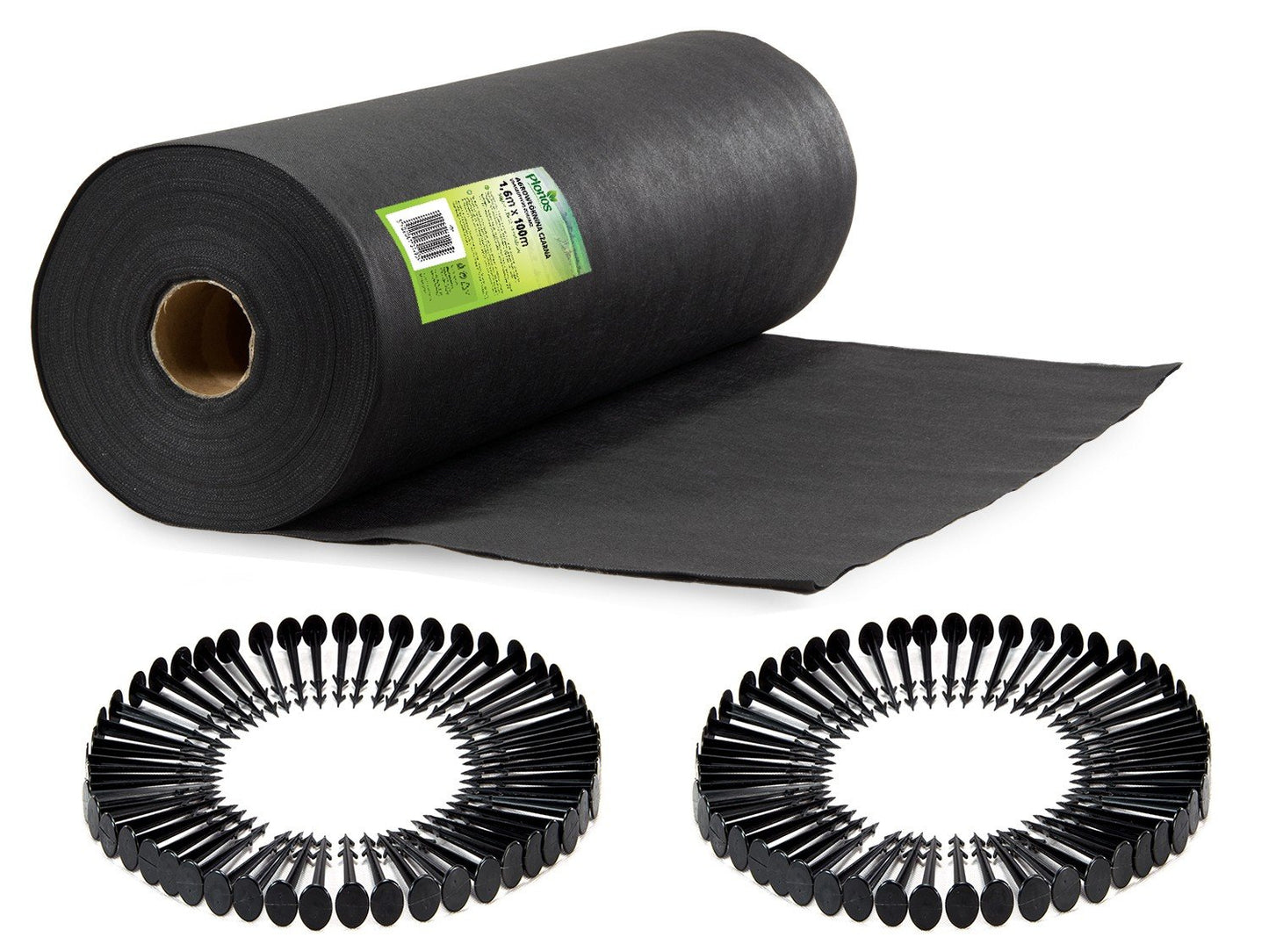 Garden cloth 1.6 m x 100 m + 100 fasteners Plonos