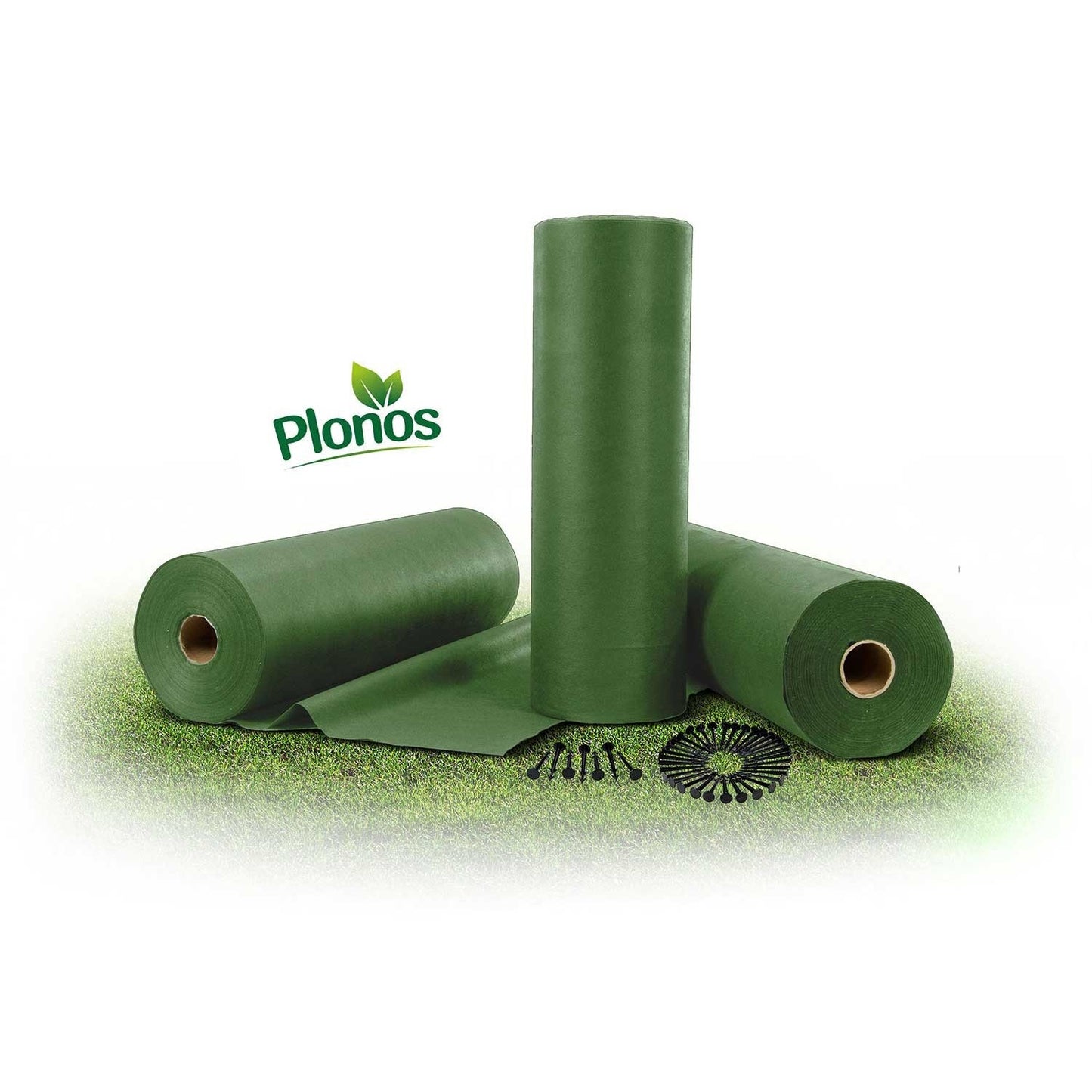 Garden cloth 1.6 m x 50 m + 100 sticks Plonos - green
