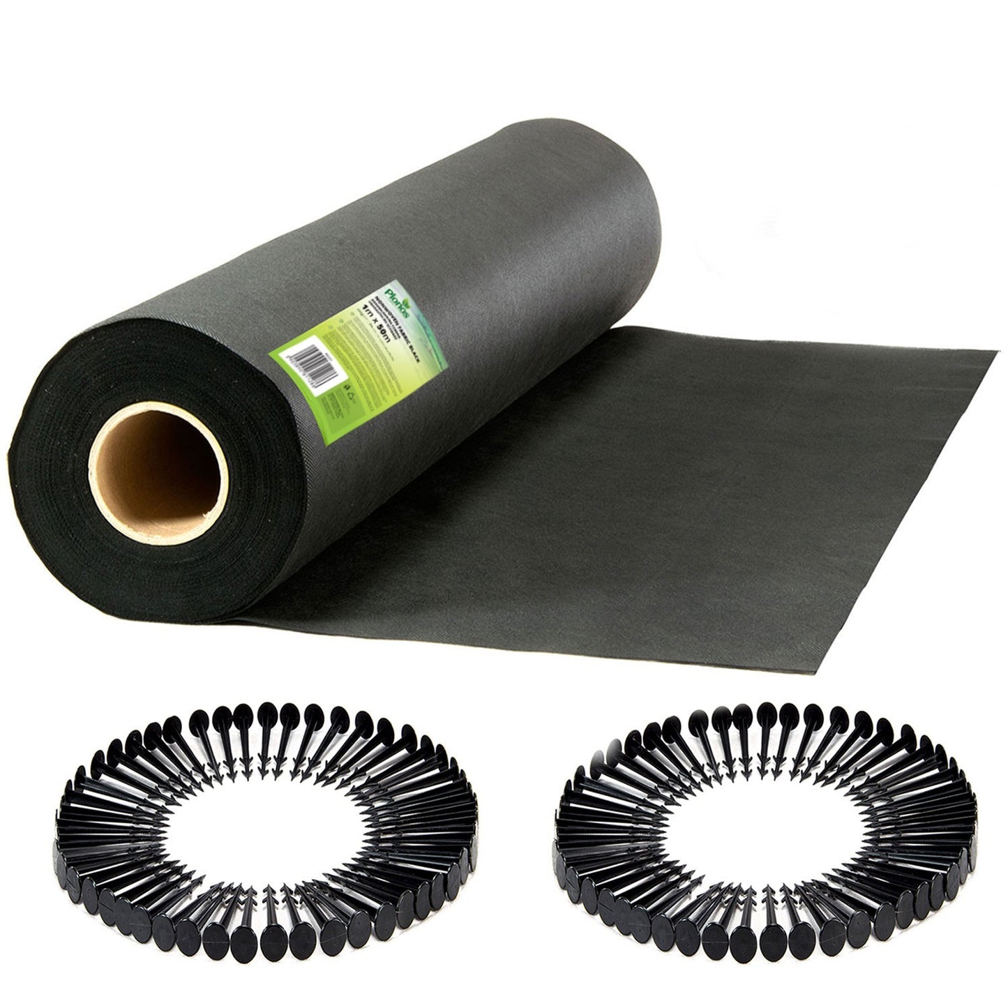 Garden cloth 1 m x 50 m + 50 fasteners Plonos - black