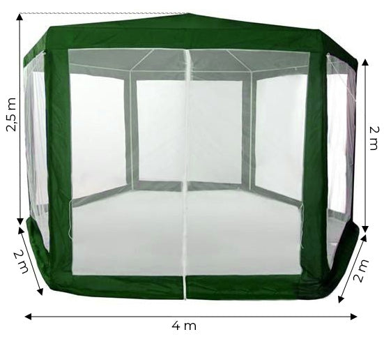 Garden commercial pavilion tent, 2x2x2 m, with mosquito net, green, MultiGarden