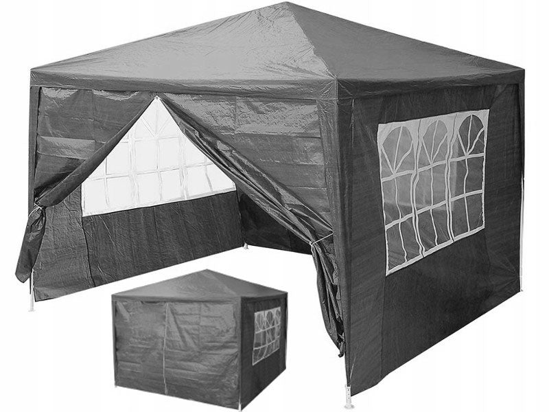 Garden commercial pavilion tent, 3x3 m, 4 walls, gray, MultiGarden