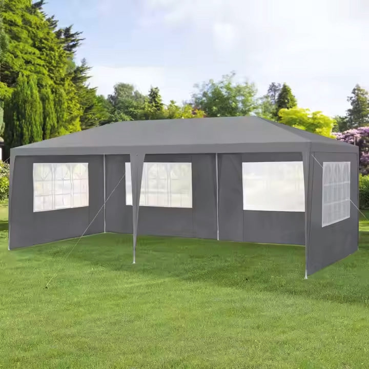 Garden commercial pavilion tent, 3x6 m, 6 walls, gray, MultiGarden