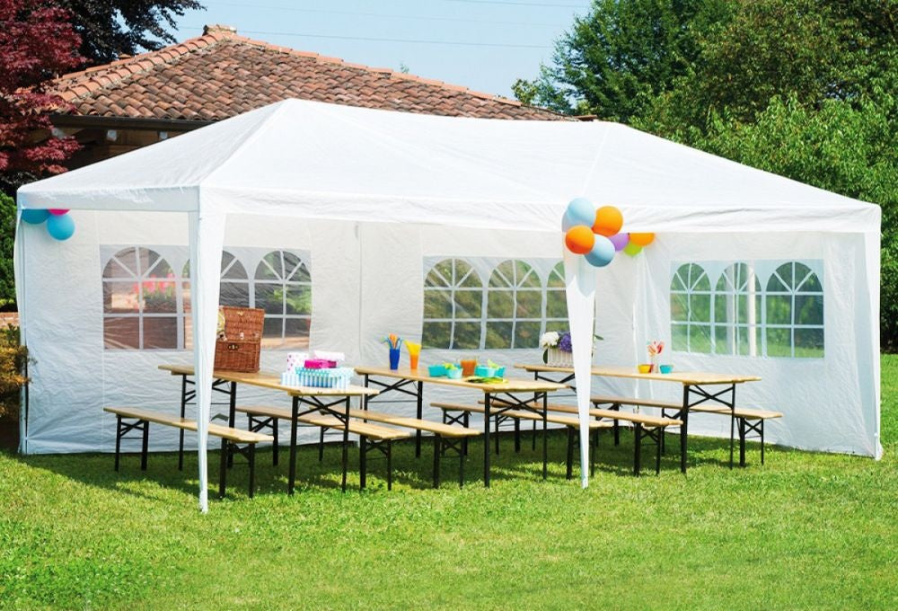 Garden commercial pavilion tent, 3x6 m, 6 walls, white, MultiGarden