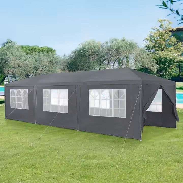 Garden commercial pavilion tent, 3x9 m, 8 walls, gray, MultiGarden