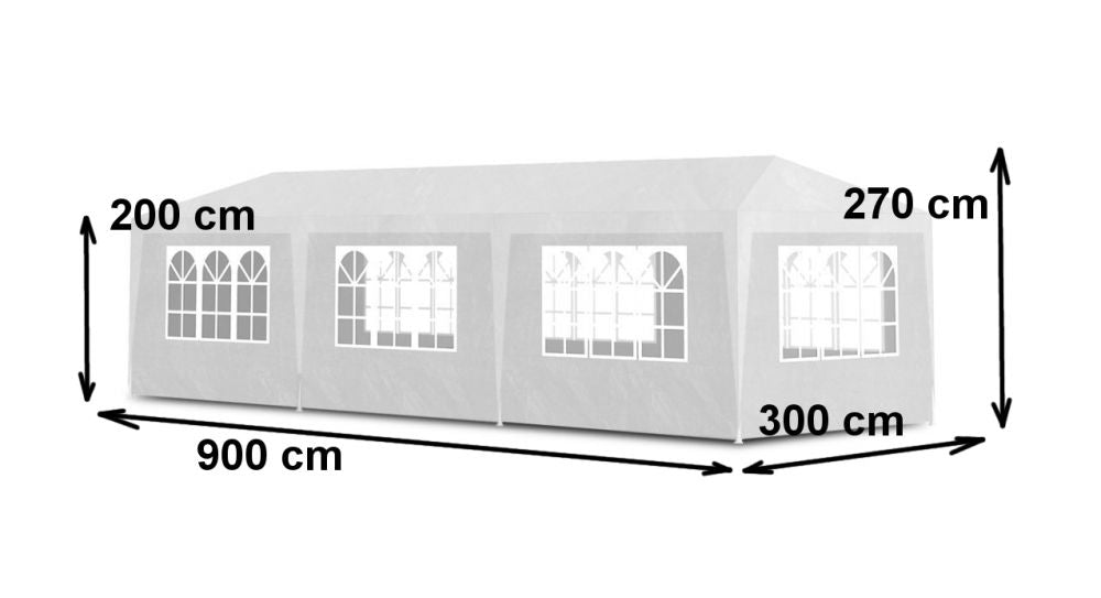 Garden commercial pavilion tent, 3x9 m, 8 walls, white, MultiGarden
